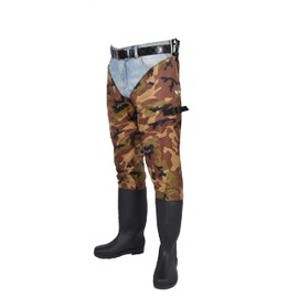 Fishing Hip Waders for Men Women with Boots Waterproof Lightweight 2-Ply PVC/Nylon Bootfoot Cleated Hip Boots Wader for Fishing Hunting (Camo, 12)