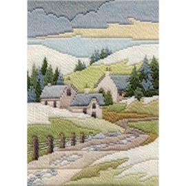 Derwentwater Designs Cottages Winter Long Stitch Kit Multi-coloured,17cm x 24cm