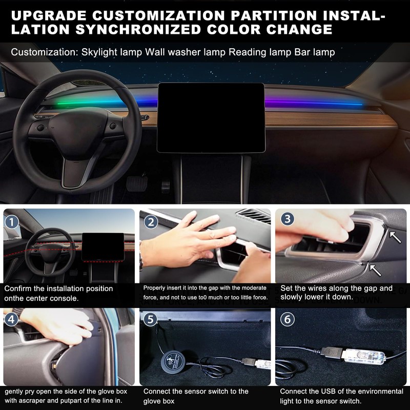 Acrylic Interior Car LED Strip Light with Wireless APP, 10
