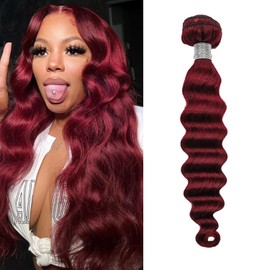 99j Burgundy Loose Deep Wave Bundles Human Hair for Black Women Wine Red Hair One Bundle 18 Inch
