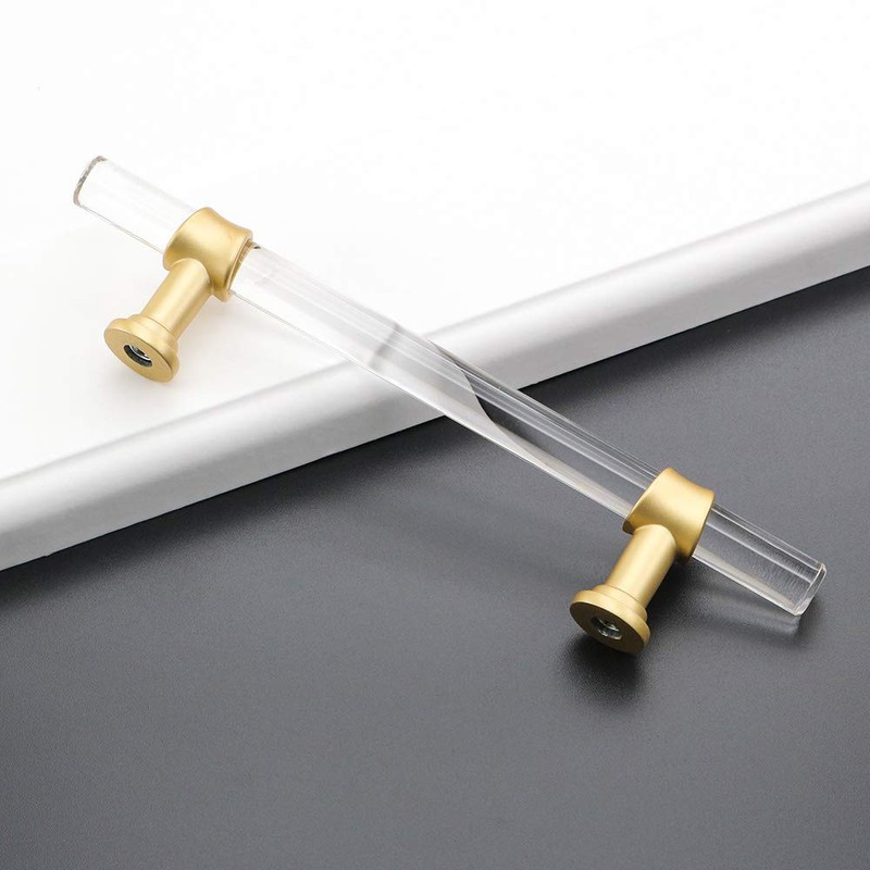 Peaha 10 Pack 3-3/4 Inch Acrylic Cabinet Pulls Gold Drawer