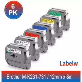 Brother 6PK M-K231 131 431 531 Compatible Brother P-Touch Label Tape 12MM PT-65 70 85 90