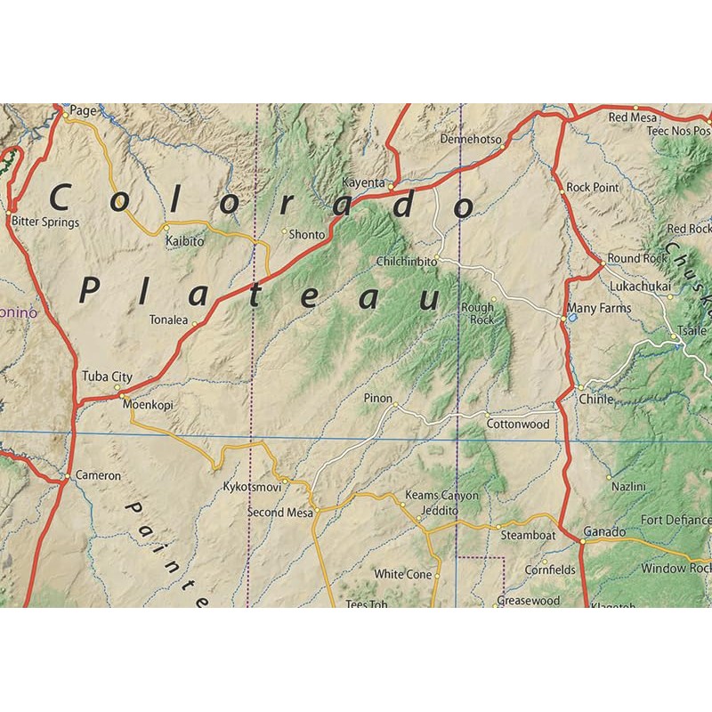 Arizona State Physical Map - 16.5 x 19.5 Inches -