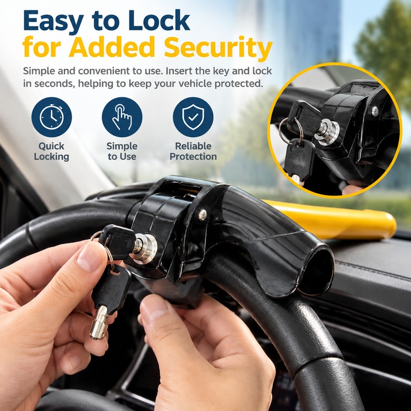 Car Steering Wheel Lock for Vehicle Security – Durable Anti-Theft