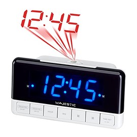 Majestic SVE 337P Digital Alarm Clock with LED Display, 1.2 Inches, Hour Projection, Double Alarm, Snooze, White