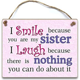 HmHome I smile because you are my sister Hanging Plaque Sister Gift Birthday Christmas