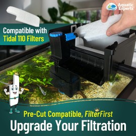 Aquatic Experts Aquarium Filter Floss for Fish Tank Filters - FilterFirst Aquarium Filter Pad - Media for Crystal Clear Water, (12 Pack, Tidal 110 Compatible)