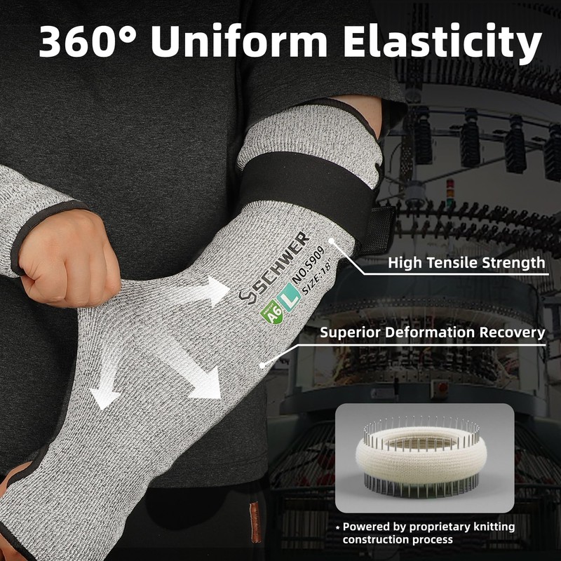 Schwer 2 Pairs PRO-SKIN ANSI A6 Cut Resistant Sleeves With