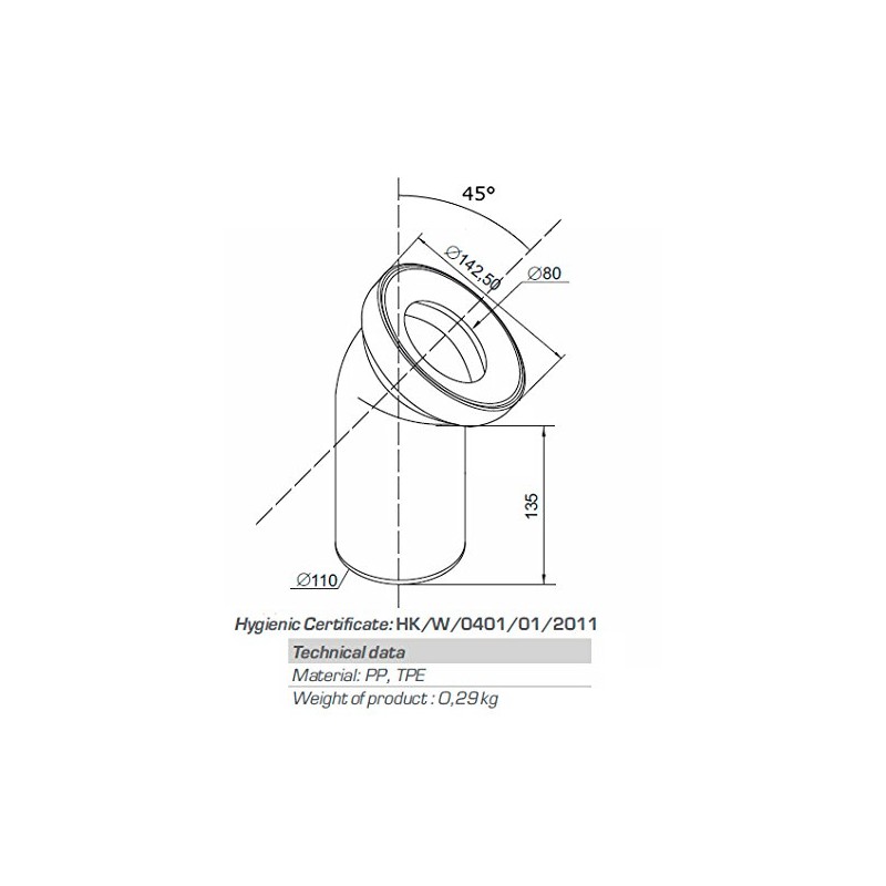 White WC Toilet Waste Water Pan Connector Soil Pipe 110mm