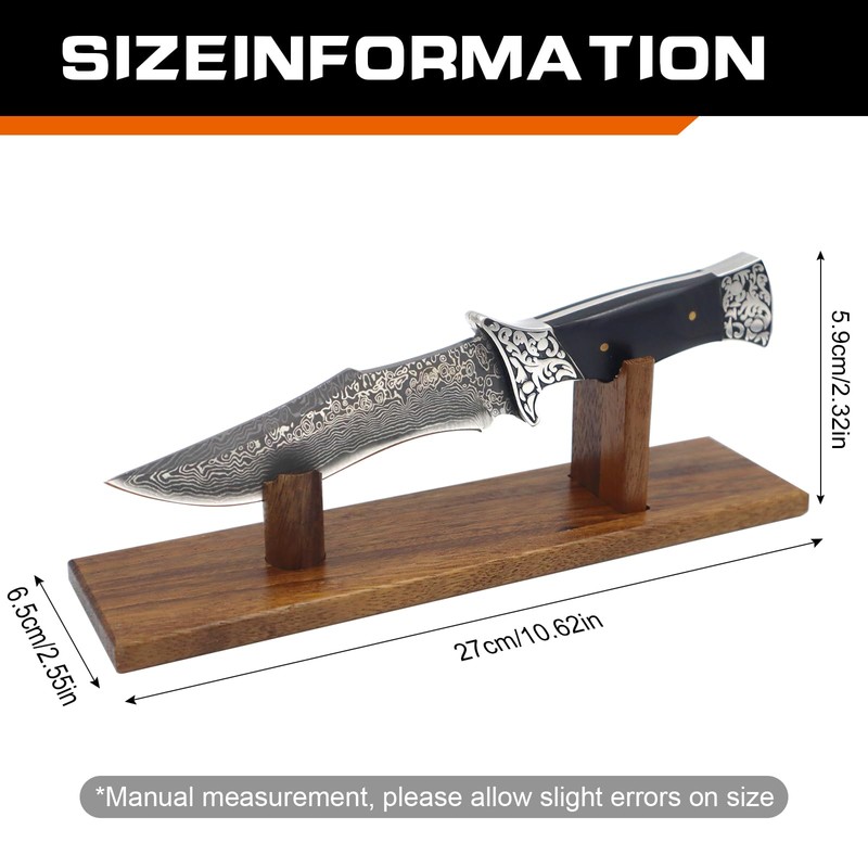 Knife Display, Natural Walnut Wood Single Knife Display Stand, Desktop
