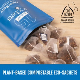 Two Leaves and a Bud Alpine Berry - 15 Naked Tea Sachets, Naturally Caffeine Free, Whole Leaf Herbal Tea in Eco-Friendly Unwrapped Compostable Sachets, Resealable Bag, 15 Count (Pack of 1)