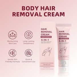 Hair Removal Cream, Moisturizing Daily Care | Body Hair Removal Cream for Women Men, Suitable for Legs, Arms, Underarms, Stomach, Bikini Line, 3.53 OZ