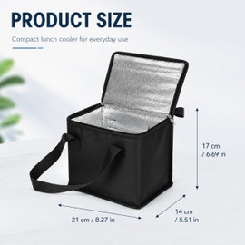Small Cooler Bag, Cooler Bag Small, Ice Box For FoodTravel Fit For Office Meals & Picnic, Black Non-Woven Insulated Ice Bag For Food Travel, Compact 21 x 17 x 14 cm Aluminum Foil Travel Cool Box
