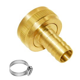 Joywayus 1/2" Barb x 3/4" Female GHT Thread Swivel Brass Garden Water Hose Pipe Connector Copper Fitting with Stainless Clamp House/Boat/Lawn/Power Wash/Irrigation