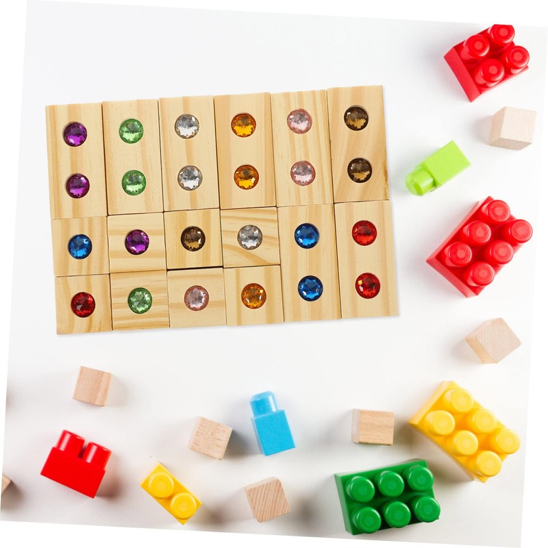 BESTonZON 1 Set Wooden Rainbow Blocks Stacking Blocks Rainbow Gemstone