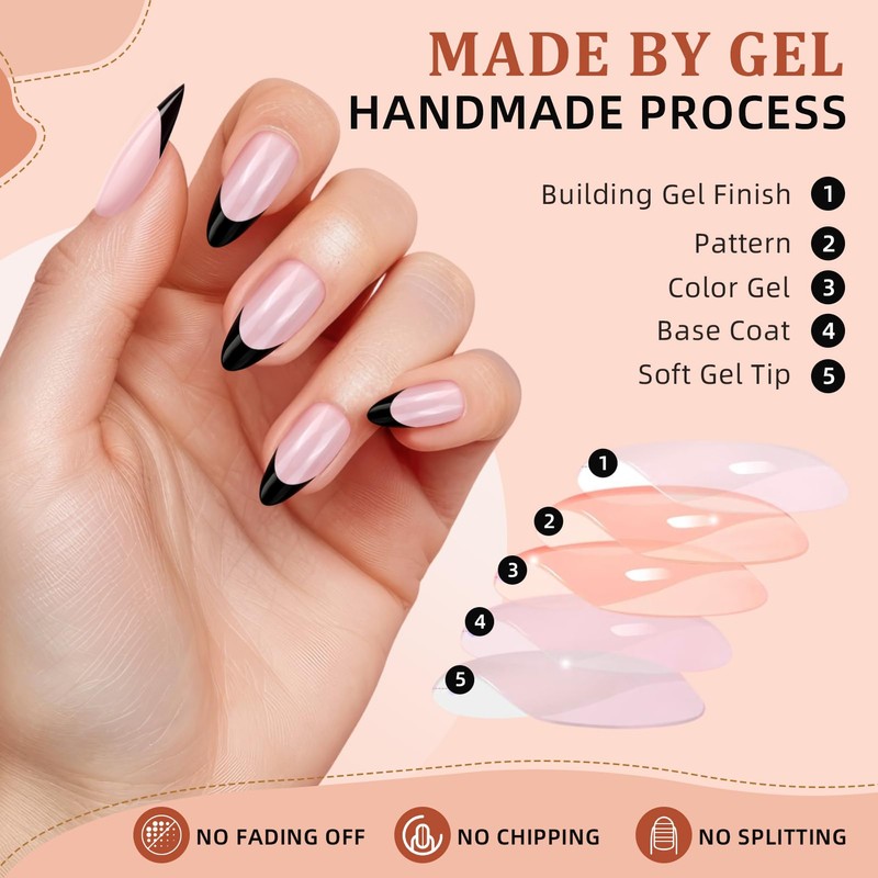 JIANMIAN French Press On False Nails- Press on Nails Short,