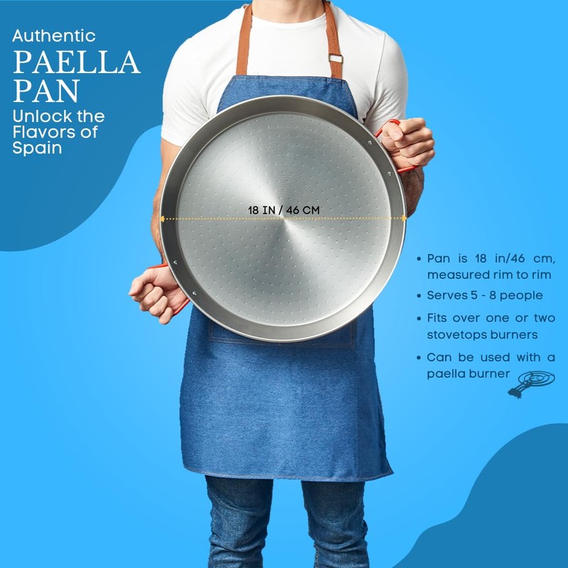 Garcima 18-inch Carbon Steel Paella Pan, 46cm