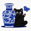 Black Cat Reaching for Butterfly Bumper Sticker Vinyl Decal 5"