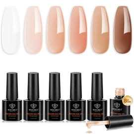 Modelones 8-in-ONE Nail Builder Gel, 6 Colors White Brown Builder Gel for Nails, Hard Gel Builder Nail Extension Gel Builder Gel in a Bottle