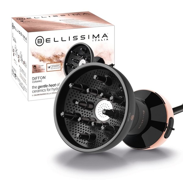 Bellissima Ceramic Diffon Hot Air Diffuser for Curly Hair, 700 W, 2 Air/Temperature Combinations, Gentle Heat Technology, Frizz-Free Curls Equipped with UK plug