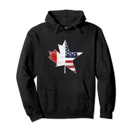 Maple Leaf USA American Flag Canada Pullover Hoodie