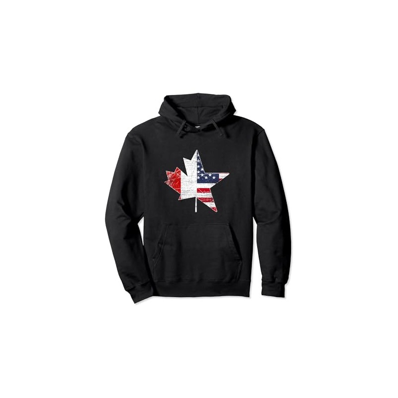 Maple Leaf USA American Flag Canada Pullover Hoodie