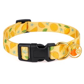 Handmade Dog Collar for Small Medium Large Dogs,Yellow Lemon with Pendant Fall and Winter Fashions Dog Collar,Ideal for Girl Dogs Boy Dogs (Small)
