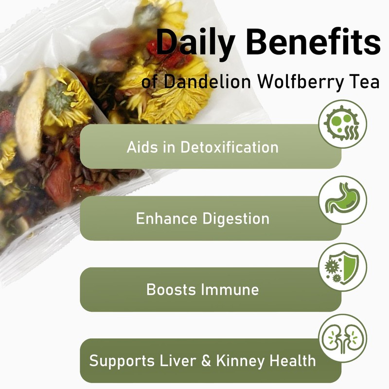 Dandelion Wolfberry Tea Bags, 100% Natural Liver and Kidney Detox