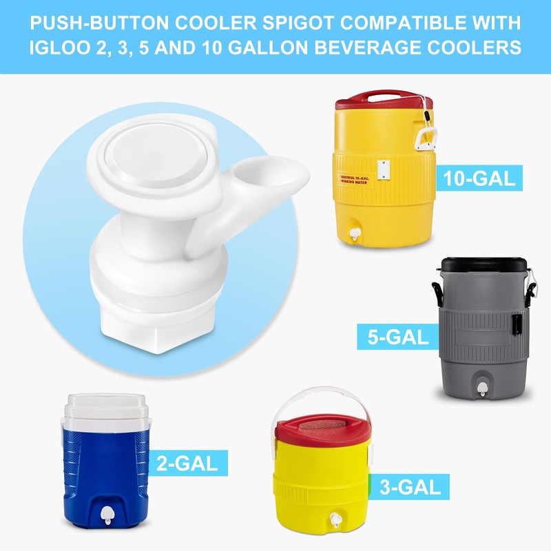 10Pcs Push Button Water Spigot Cooler Spigot Replacement,Compatible with Igloo
