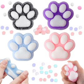 Pack of 4 Cat Paw Squeeze Toys with Balls, Cute Cat Paws Squeeze Toys, Squishy Squeeze Toy, Anti Stress Fidget Toys, Soft Stress Relief Toy for Children and Adults for Relaxing
