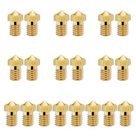 KeeYees Pack of 20 3D Printer Nozzles, 0.2 mm 0.3 mm 0.4 mm 0.5 mm 0.6 mm 0.8 mm 1.0 mm Extruder Hotend Brass Nozzle Print Head for 1.75 mm Filament 3D Printer