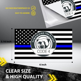 5PCS Thin Blue line Sticker Code 4, American Flag Thin Blue Line Car Decal, Police Support Stickers, for Cars Trucks Window Laptop Waterproof Decals
