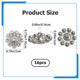 GORGECRAFT 16pcs Shiny Rhinestone Embellishments Metal Flower Crystal Button Flower Decoration Buttons for Crafts Wedding Party Bouquet Sewing on Clothes Bridal Wedding Bouquet Kit Bride
