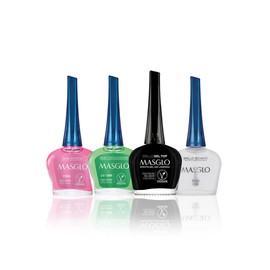 Masglo Juego de 4 esmaltes de uñas de protección y brillo (2 capas base  2 capas superiores)  Kit 2 bases y 2 brillos 0.5 onzas líquidas.             