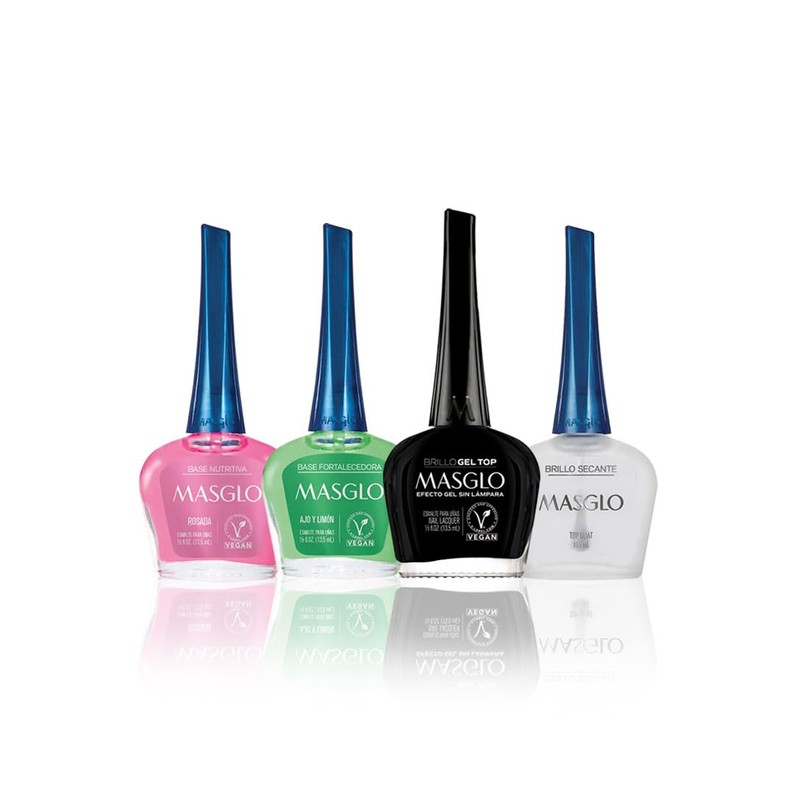Masglo Juego de 4 esmaltes de uñas de protección y