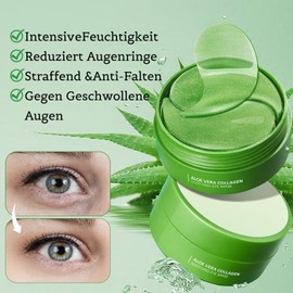 Pack of 60 Aloe Vera Eye Pads Against Dark Circles - Soothing Eye Pads - Eye Pads Against Wrinkles, Swelling and Bags - Eye Mask Hyaluronic with Aloe Vera Extract & Collagen - Cooling Mask Eyes