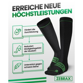 ZEBRAX® Compression Stockings for Men and Women [Size 35-47] to Promote Performance, Padded Support Stockings for Painless Jogging and Much More, Breathable Compression Stockings for Men, Set of 2, 1