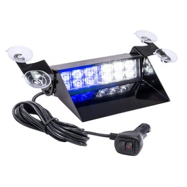 SolarBlast SBWL26 12W BLUE WHITE LED Strobe Dash Light [32 Flash Modes] [Adjustable Angle] [Suction Cups] Flashing Emergency Warning Dash Windshield Police Light for Volunteer Firefighters