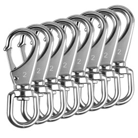 KINLINK 304 Stainless Steel Swivel Snap Hooks, 8 Pack 4 Inch Flag Pole Clips, Heavy Duty Large Spring Snap Hooks for Boat Anchor Ropes and Cables
