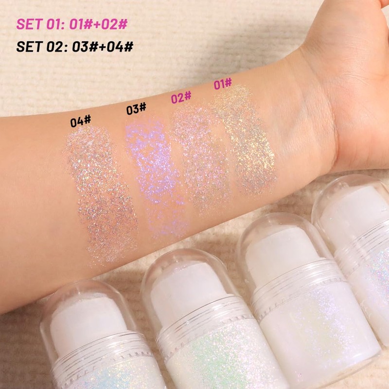 SUAKE Roll-On Glitter Gel for Face, Body & Hair, Holographic