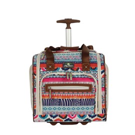 Lily Bloom Designer 15 Inch Carry On - Weekender Overnight Business Travel Luggage - Lightweight 2-Rolling Wheels Suitcase - Under Seat Rolling Bag for Women (One Size, Tribal Stripe)