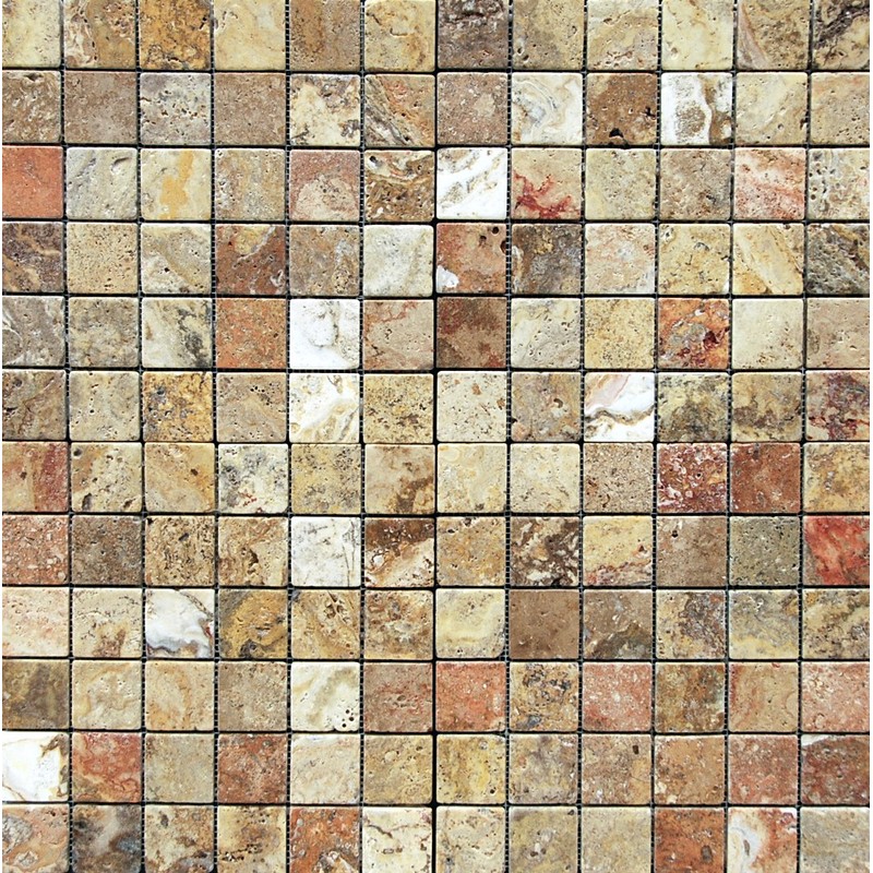 Scabos 2 X 2 Tumbled Travertine Mosaic Tile - Box