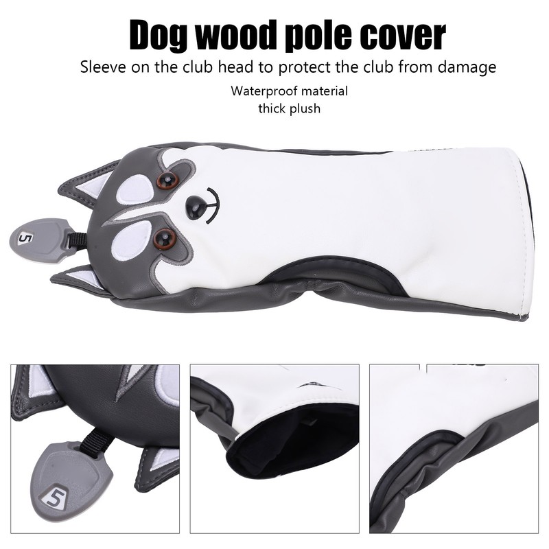 Dog Shaped Golf Wood Head Covers Waterproof Sunscreen PU Club