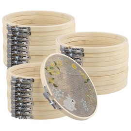 MANCHAP 30PCS 6 Inch Bamboo Embroidery Hoops, 15cm Adjustable Cross Stitch Ring for DIY Art Craft and Decoration