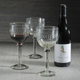 Zodax Tuscan Handmade Etched Glass - Set of 1 (Goblet)