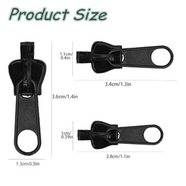 12pcs/set Fix Zip Puller, Zipper Fixer Detachable Zipper Repair Puller Instant Zipper Replacement Slider Puller for Jacket Coat Luggage Backpack (Black)