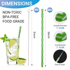 50 PCS Plastic Straws, Plastic Straws Reusable with 1 Cleaning Brushes(Rainbow), Straws Plastic for Drinking, Straws Drinking Plastic, Reusable Straw for Bubble Tea, Tapioca Pearls