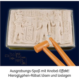 KOSMOS 658199 Pharaoh Treasure Excavation Kit, Digging Real Gemstones and Sarcophagi Yourself, with Hammer and Chisel, Experiment Set for Children from 7 Years