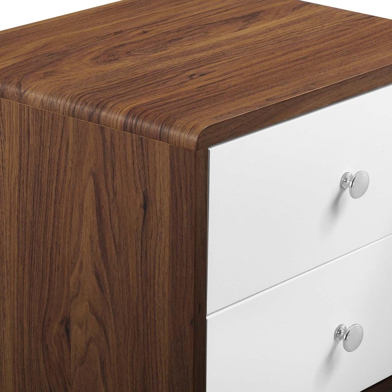 Modway MOD-7017-WAL-WHI Transmit 2-Drawer Nightstand, Walnut White