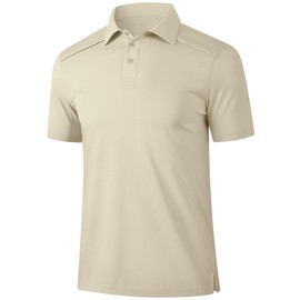 Mens Polo Shirts Short Sleeve Quick Dry Golf Casual Collared Tops Moisture Workout Cotton Polo T Shirts Khaki 03-S